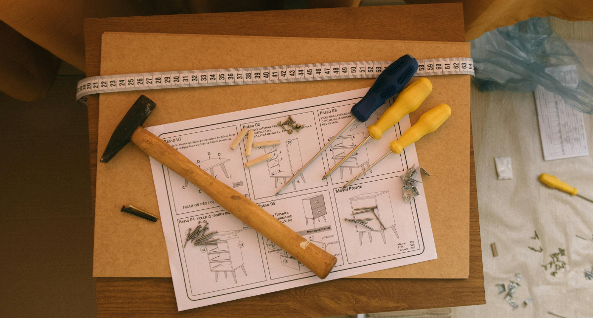 Flat pack instructions and tools - if you know what you're doing you can build a nice piece of furniture but if you don't, it falls apart
